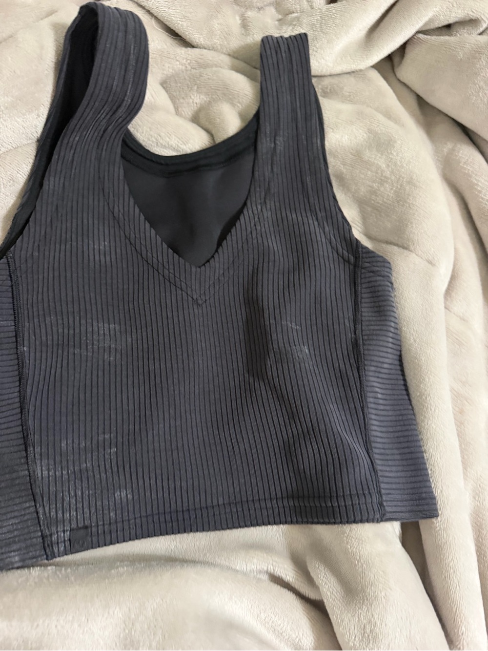 lululemon athletica Ribbed V-Neck Cropped Tank Top in Charcoal